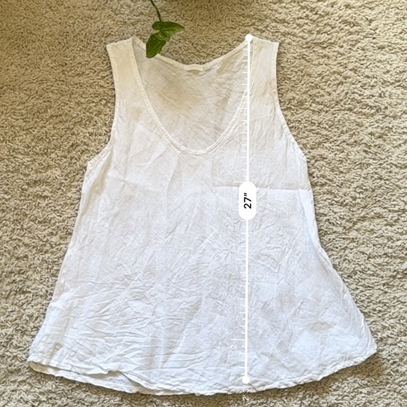 Made in Italy White oversized Linen Tank Top - Picture 3 of 6